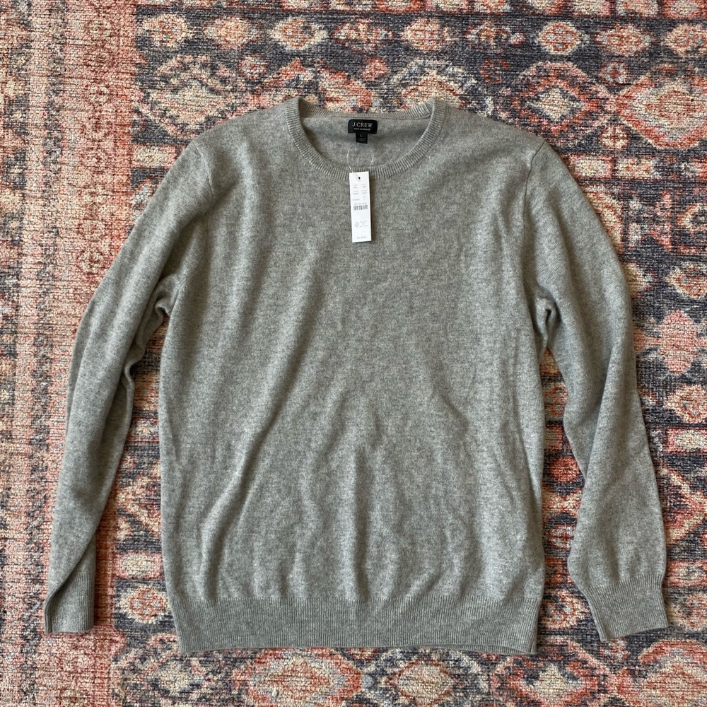 NWT L J Crew 100% Cashmere Sweater in Grey